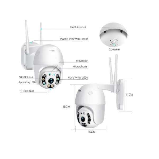 1080P FHD H.265 Waterproof WiFi Camera Motion Voice Alert Dual Antenna IP Camera