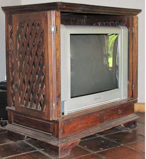 *Awesome Indonesian TV Cabinet - With 80CM Telefunken Colour CRT TV* -Both In Pristine Condition!!
