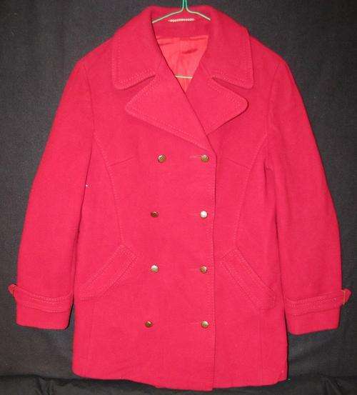 Ladies Red Double Breasted Winter Jacket, Very Warm and Comfortable, Size 36