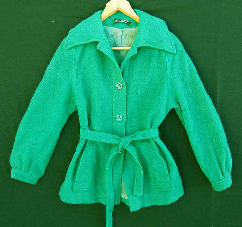 Ladies Green Wool & Mohair  Jacket, Lined, Warm and Comfortable, Size 36