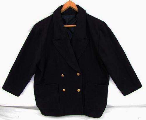 Ladies Double Breasted Dark Navy Blue Wool Winter Blazer/Jacket, Very Warm and Comfortable, Size 40