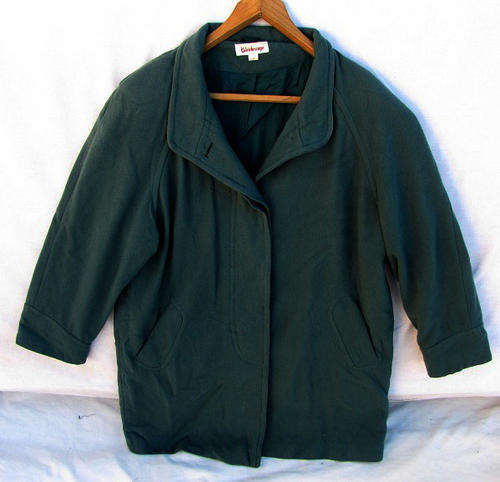 Ladies Grey/Green Pure New Wool Casual Jacket, Lined, Warm and Comfortable, Size 40