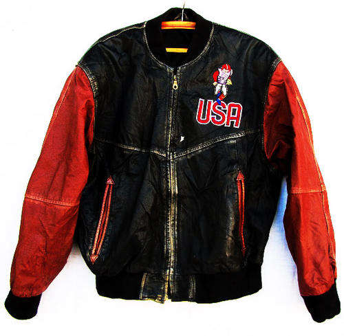 Mens LOS ANGELES American Foot Ball Genuine Leather Jacket, Warm and Comfortable, Size 32