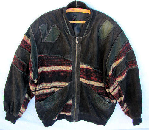 Mens Snug Stunning Black Green and Red Leather Jacket, Warm and Comfortable, SA Size 36