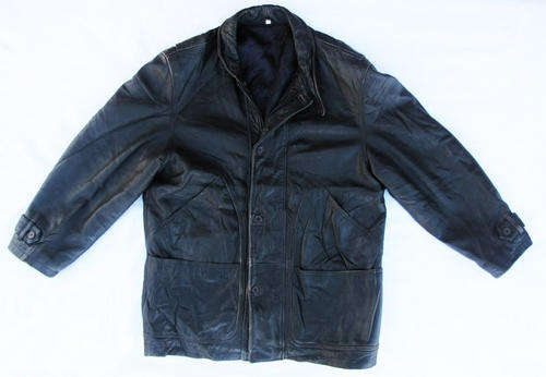 Mens Fine Dark Blue Genuine Leather Jacket, Lined, Warm and Comfortable, SA Size 36