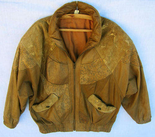 Ladies Lovely Tan Patterned Leather Jacket, Comfortable, SA Size 36