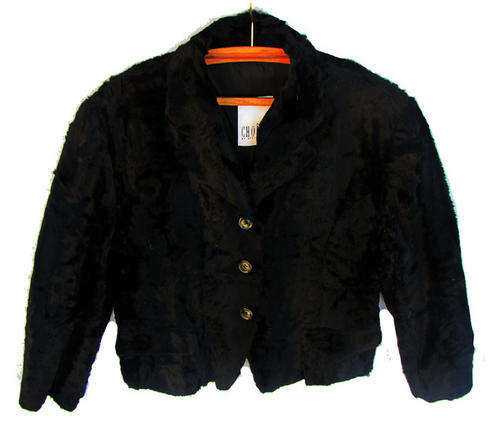 Ladies Smart Black Crushed Velvet Crop Jacket, SA Size 36