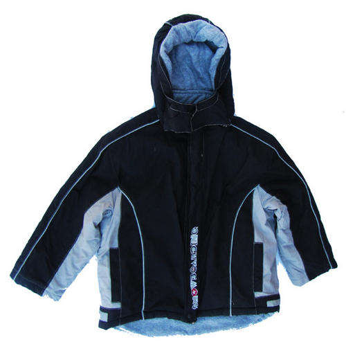 Boys Padded Black and Grey Snowboarding Hooded Jacket, To fit Age 8