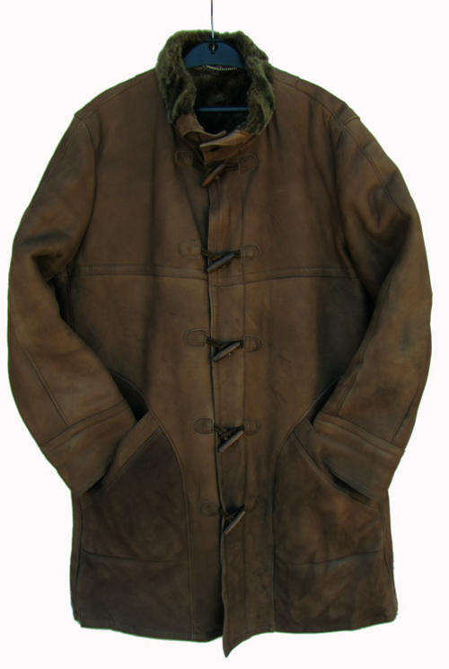 Mens Handsome Genuine Brown Leather Jacket, Fur-like Lining, Size 36/38