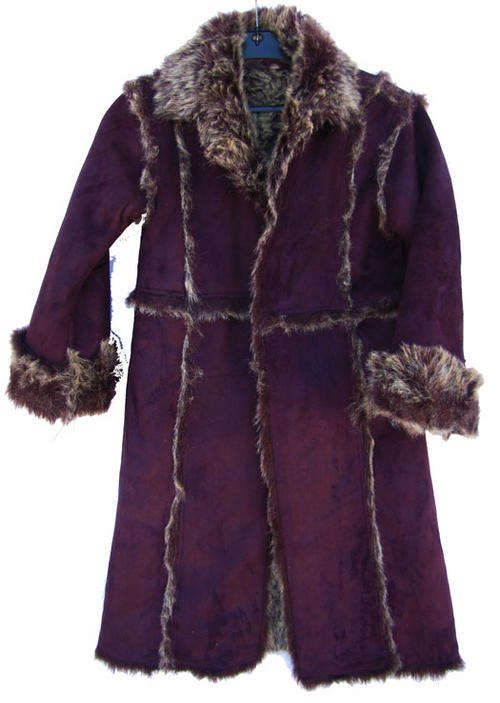 Girl's Lovely Long Purple MONSOON Coat, with Acrylic Fur Lining, Aged 8-10
