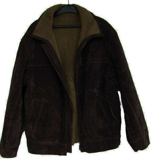 Men's Comfortable Brown Suede-Feel Jacket, Sheepskin-Like Lining, SA Size 36