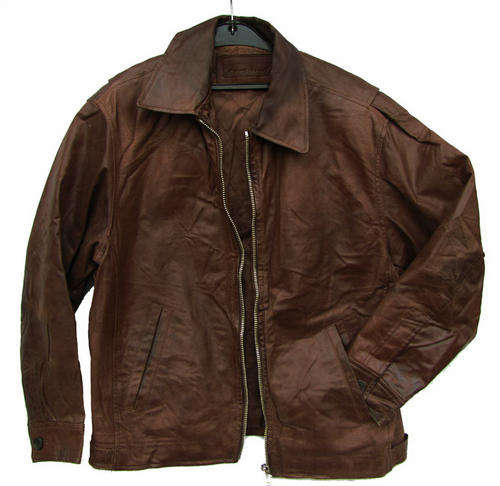 Men's Genuine Brown Leather Jacket, with padded lining, SA Size 34