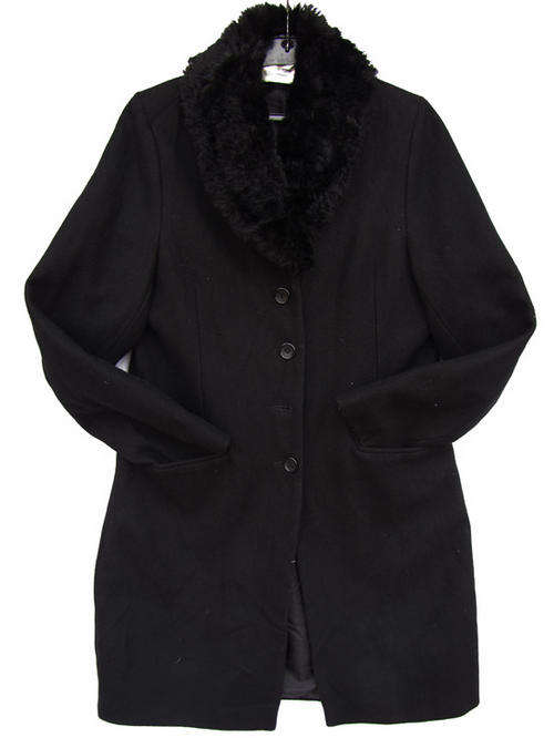 Ladies Stunning Fitted Black Wool Jacket, with Soft Fur-like Collar, SA Size 36