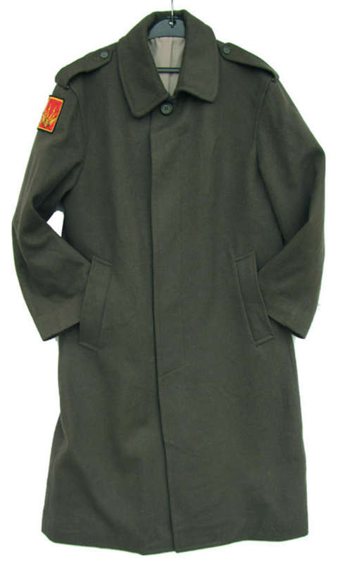 Men's Neat Long Dark Olive Green Coat, Lined, SA Size 34