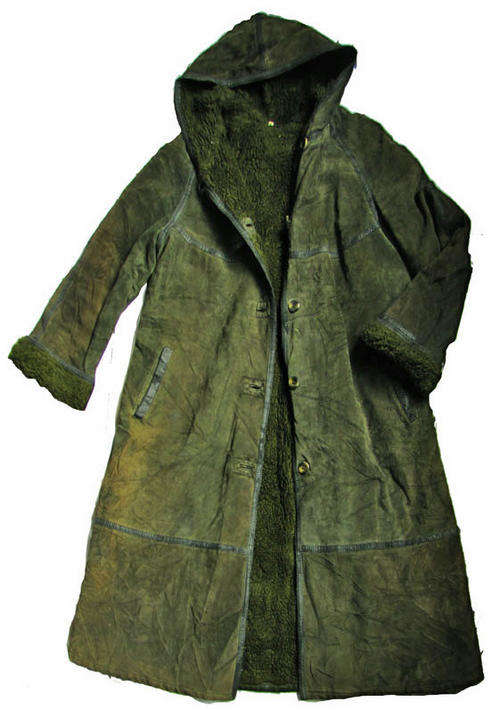 Ladies Magnificent Long Olive Green Suede Hooded Coat, Warmly Lined, SA Size 40
