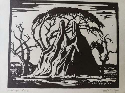 Jacobus Hendrik Pierneef Woodblock Prints, plate signed