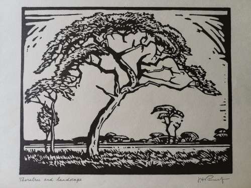 Jacobus Hendrik Pierneef Woodblock Prints, plate signed