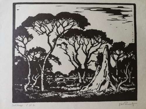 Jacobus Hendrik Pierneef Woodblock Prints, plate signed