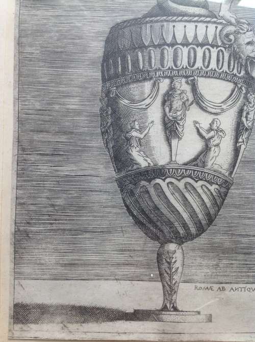 ENEA VICO (1523-1567) ANTIQUE VASE WITH HOUND HEAD HANDLE