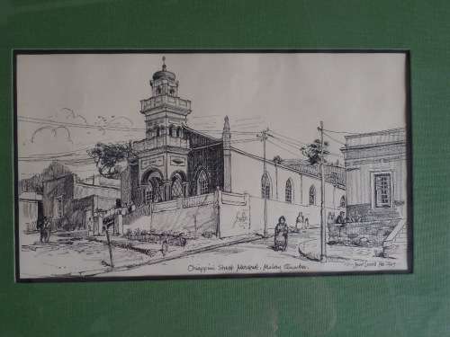 CHIAPPINI STREET MOSQUE INK DRAWING BY CHRIS LOVELL