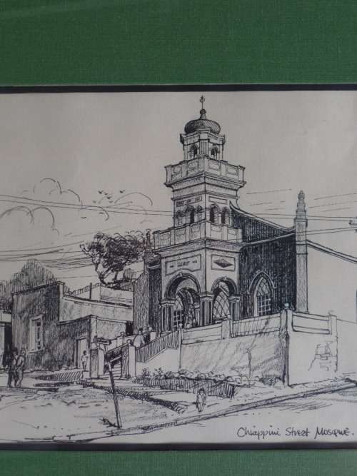 CHIAPPINI STREET MOSQUE INK DRAWING BY CHRIS LOVELL