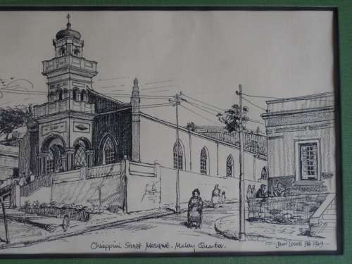 CHIAPPINI STREET MOSQUE INK DRAWING BY CHRIS LOVELL