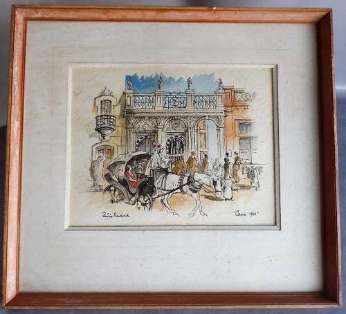 PHILIP BAWCOMBE WAR TIME ARTIST CAIRO 1943 WATERCOLOUR