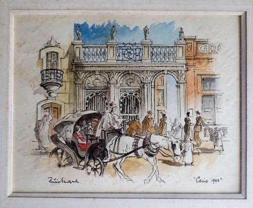 PHILIP BAWCOMBE WAR TIME ARTIST CAIRO 1943 WATERCOLOUR
