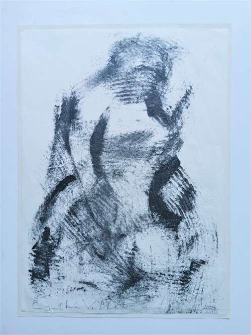 WONDERFUL !! CYNTHIA VILLET (1934 - 2018) SA 20th CENTURY OIL and INK ON PAPER - AUTHENTICATED
