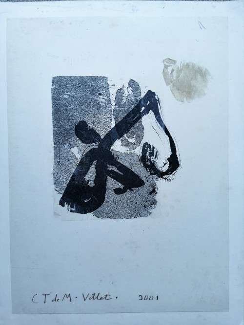 WONDERFUL !! CYNTHIA VILLET (1934 - 2018) SA 20th CENTURY OIL and INK ON PAPER - AUTHENTICATED