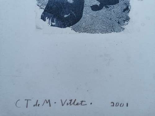 WONDERFUL !! CYNTHIA VILLET (1934 - 2018) SA 20th CENTURY OIL and INK ON PAPER - AUTHENTICATED