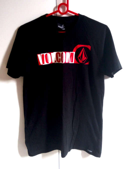 Volcom Black T-Shirt , Red and White logo - MEDIUM (NO TAGS)