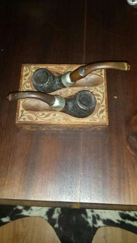 K & P Peterson pipes with silver hallmark fittings x 2