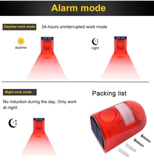 New Waterproof Solar 6 LED Alarm Warning/Security Anti-Theft Flashing Light Sensor