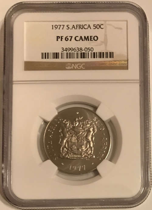 South Africa NGC 1977 50c Fifty Cent High Grade Proof