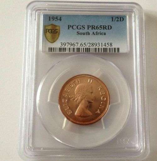 South Africa 1954 1/2 Penny Proof 65RD