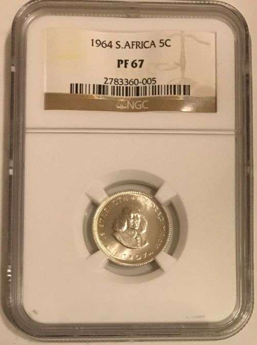 South Africa 1964 5c Five Cent High Grade Proof