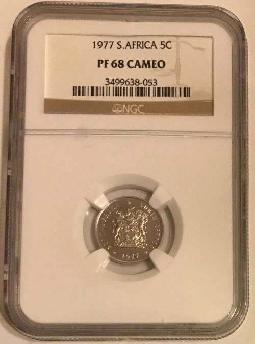 South Africa 1977 5c Five Cent High Grade Proof