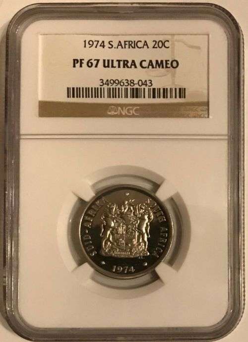 South Africa 1974 20c Ten Cent High Grade Proof