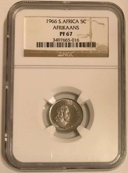 South Africa 1966 5c Five Cent High Grade Proof