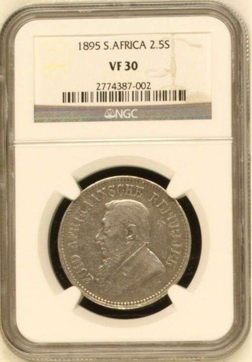 1895 2.5 Shilling Paul Kruger pre Boer War ZAR