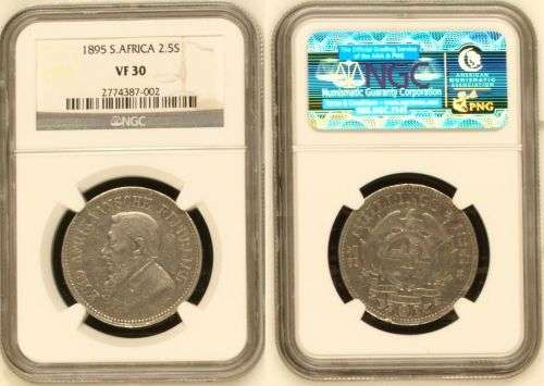 1895 2.5 Shilling Paul Kruger pre Boer War ZAR