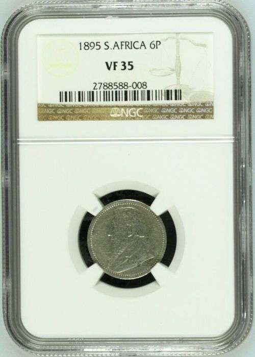 South Africa 1895 6 Pence Paul Kruger pre Boer War ZAR