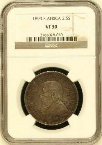 1893 2.5 Shilling Paul Kruger pre Boer War ZAR