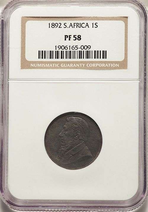 1892 1 Shilling Proof Paul Kruger pre Boer War ZAR