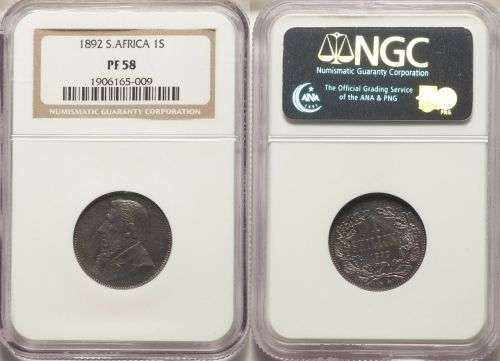 1892 1 Shilling Proof Paul Kruger pre Boer War ZAR