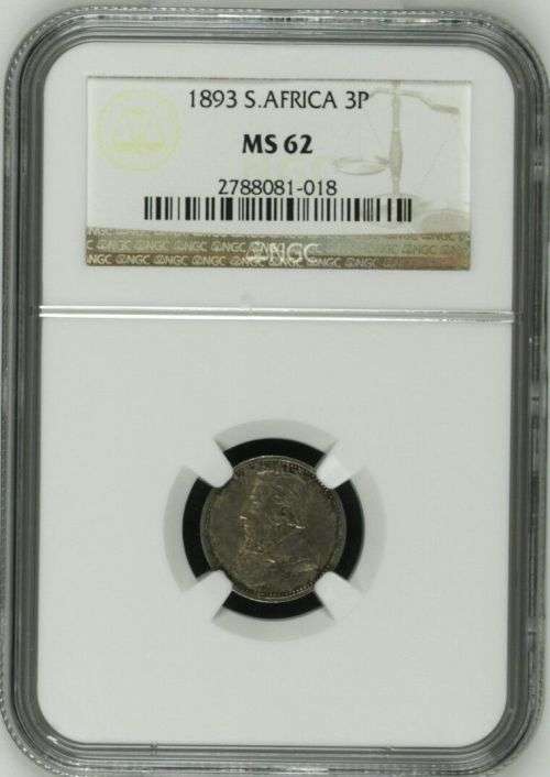 South Africa 1893 3 Pence Paul Kruger pre Boer War ZAR MS62