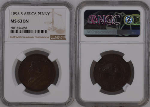 1893 Penny Paul Kruger pre Boer War ZAR MS63