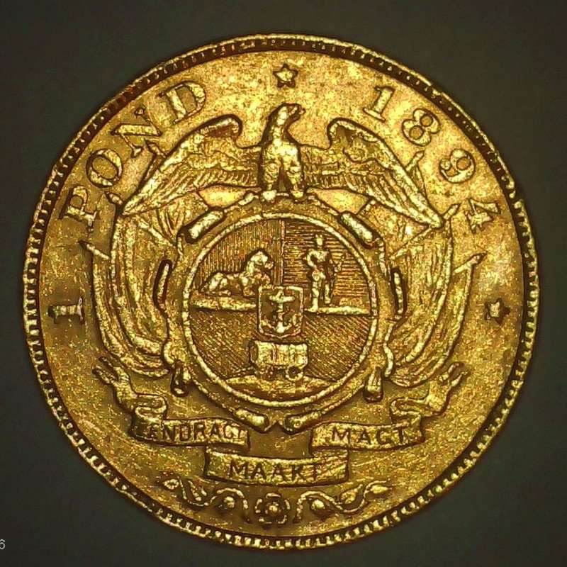 South Africa 1894 Pond Paul Kruger pre Boer War ZAR gold coin