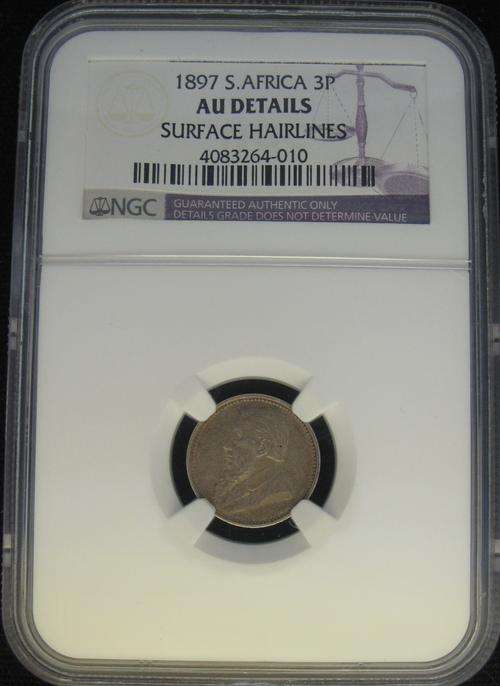1897 ZAR 3 PENCE NGC AU